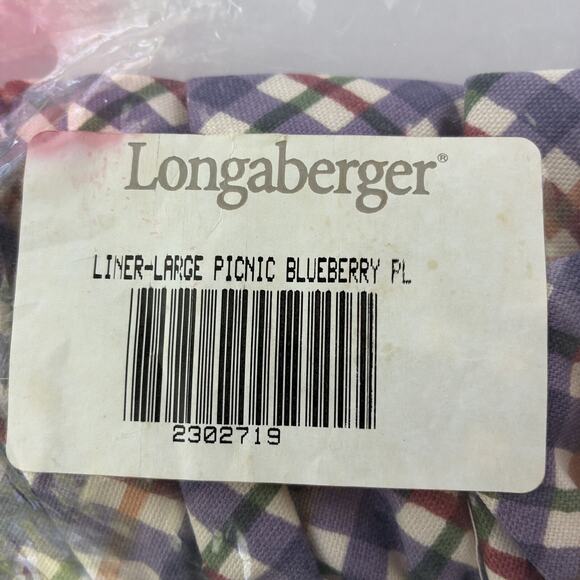 Longaberger Liner in Blueberry Plaid - for a Large Picnic Basket Liner Only NEW - Picture 7 of 8